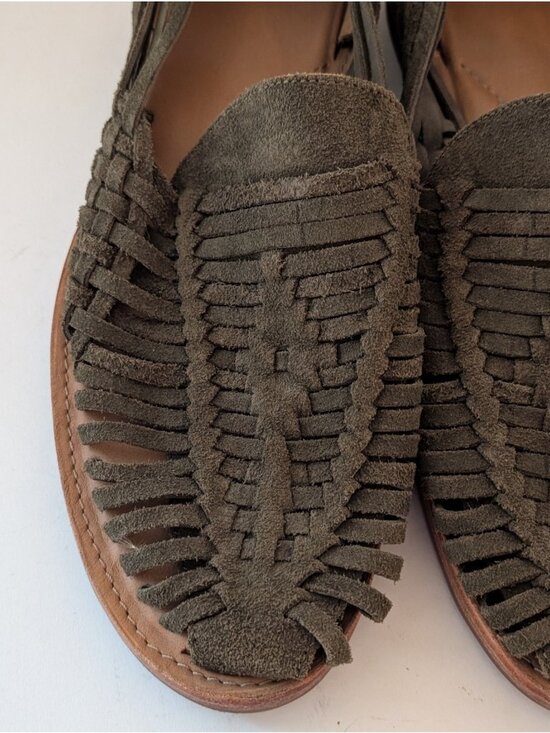 Tecovas Size 9.5 D Mateo Huaraches Sandals Shoes Olive Suede Handmade main image 8